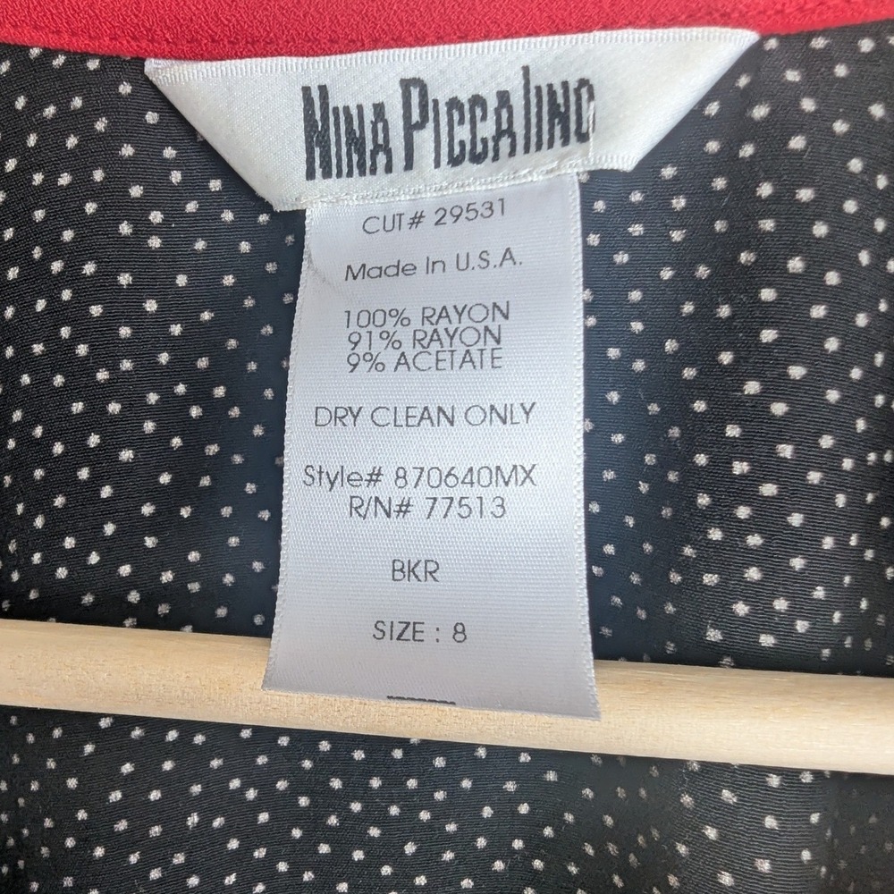 VTG 90's Polka Dot Mixed Print Button Up Blouse Top Art Teacher Black White Red - Picture 5 of 7